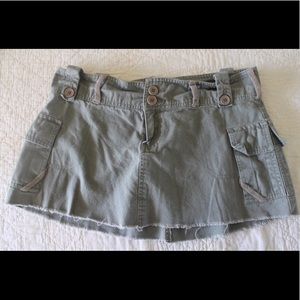 Medium Green Military Cargo Mini Skirt Pockets